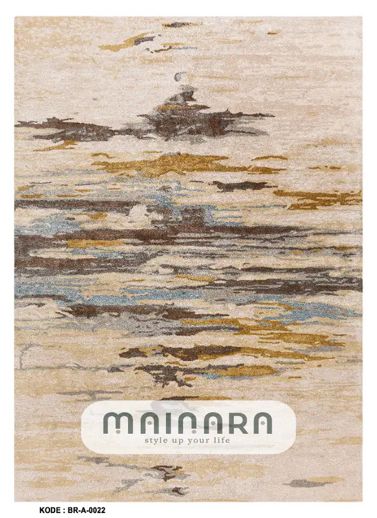 Karpet Abstrak (BR-A-0022) - Brown,Cream,Gold,Blue