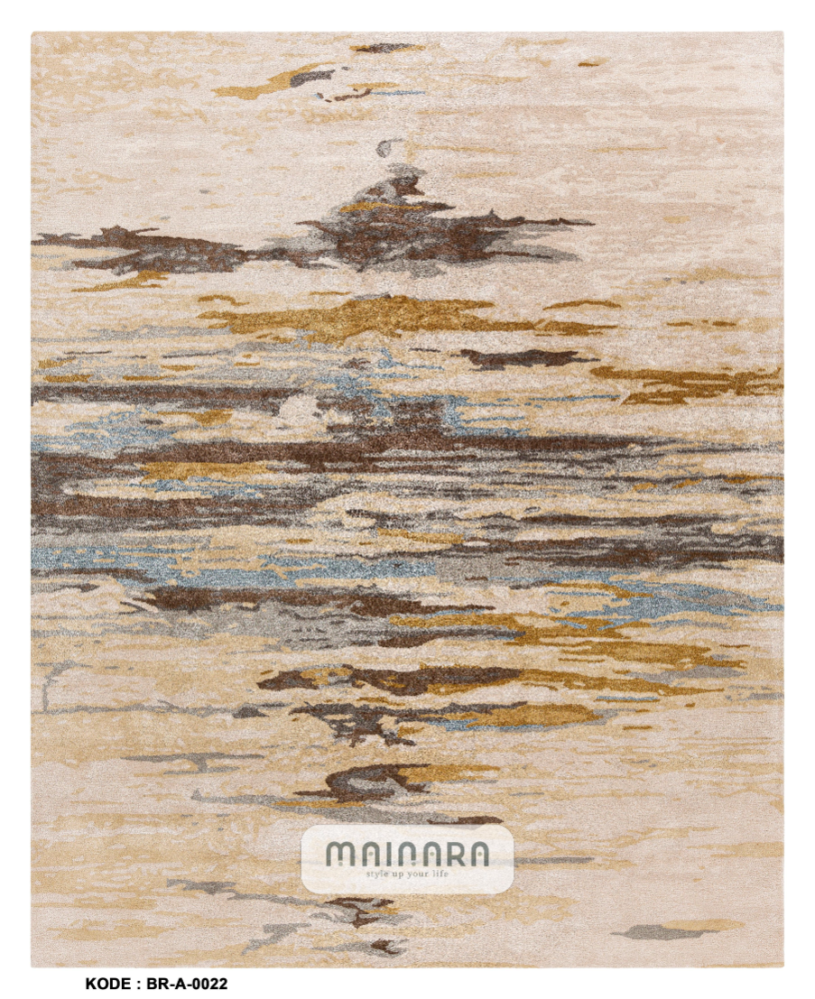 Karpet Abstrak (BR-A-0022) - Brown,Cream,Gold,Blue