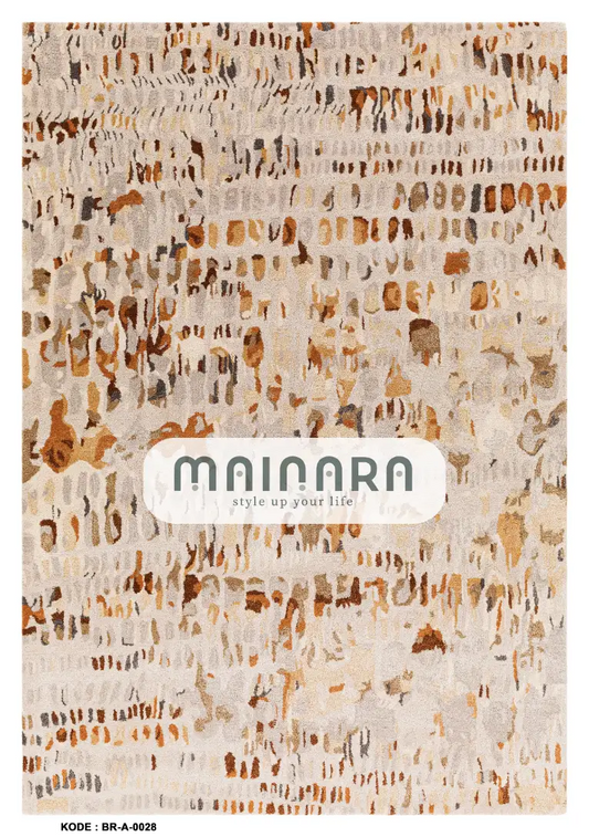 Karpet Abstrak (BR-A-0028) - Brown,Cream,Orange
