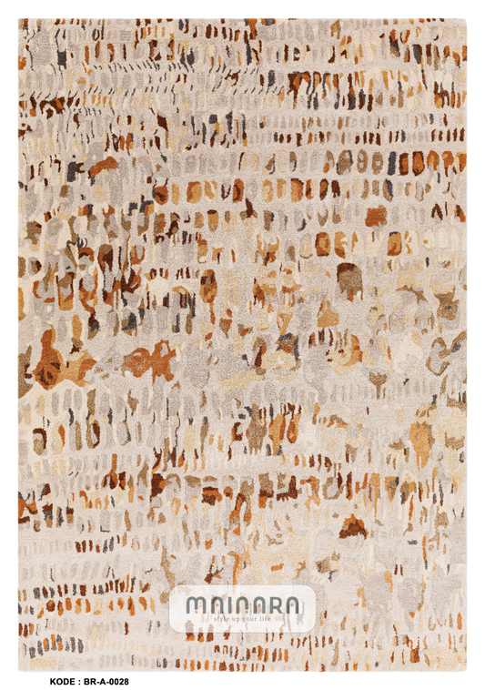 Karpet Abstrak (BR-A-0028) - Brown,Cream,Orange