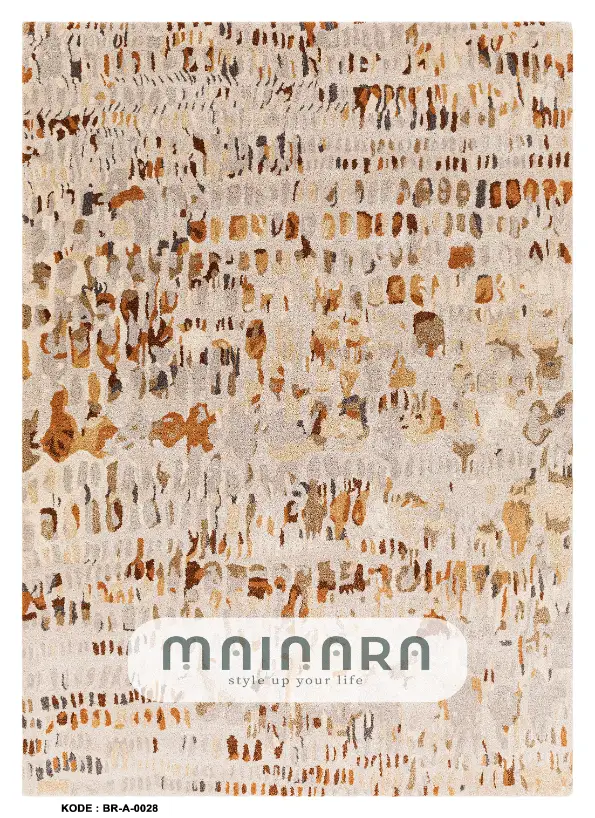 Karpet Abstrak (BR-A-0028) - Brown,Cream,Orange