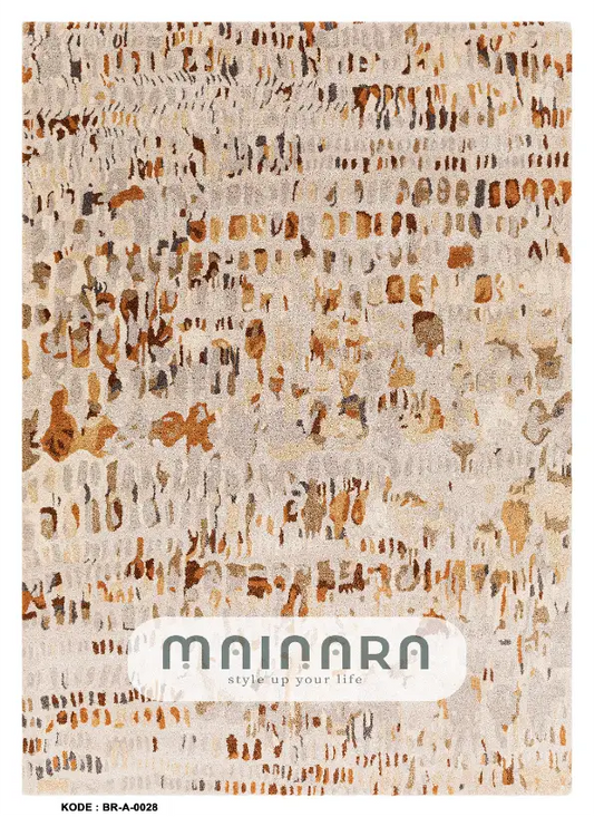Karpet Abstrak (BR-A-0028) - Brown,Cream,Orange