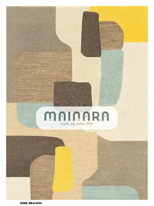 Karpet Abstrak (BR-A-0034) - Brown,Cream,Yellow,Tosca