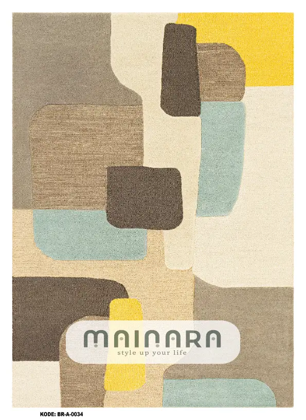 Karpet Abstrak (BR-A-0034) - Brown,Cream,Yellow,Tosca