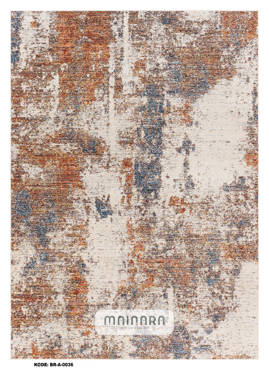 Karpet Abstrak (BR-A-0036) - Brown,Cream,Orange,Grey