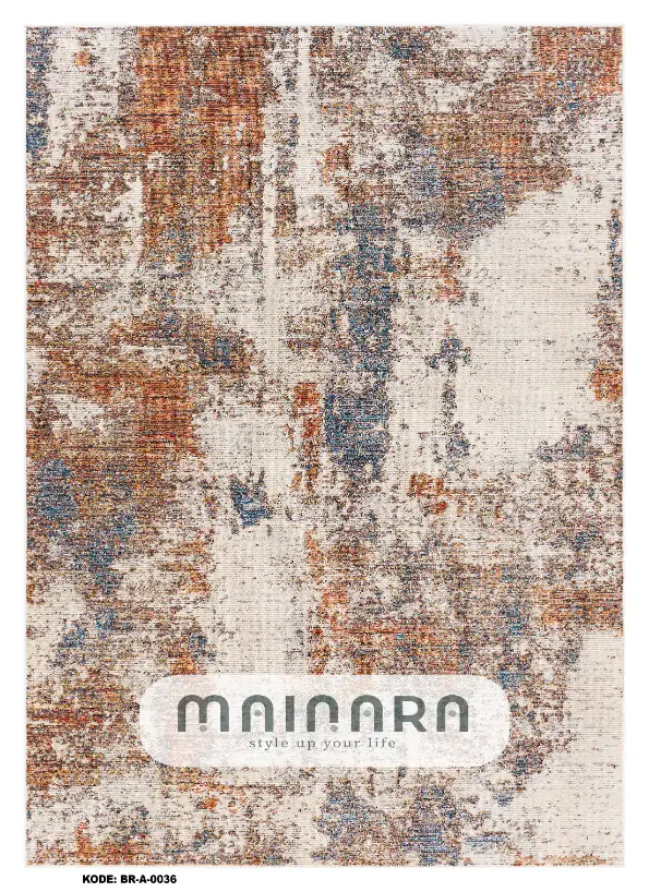 Karpet Abstrak (BR-A-0036) - Brown,Cream,Orange,Grey