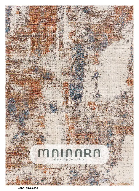 Karpet Abstrak (BR-A-0036) - Brown,Cream,Orange,Grey