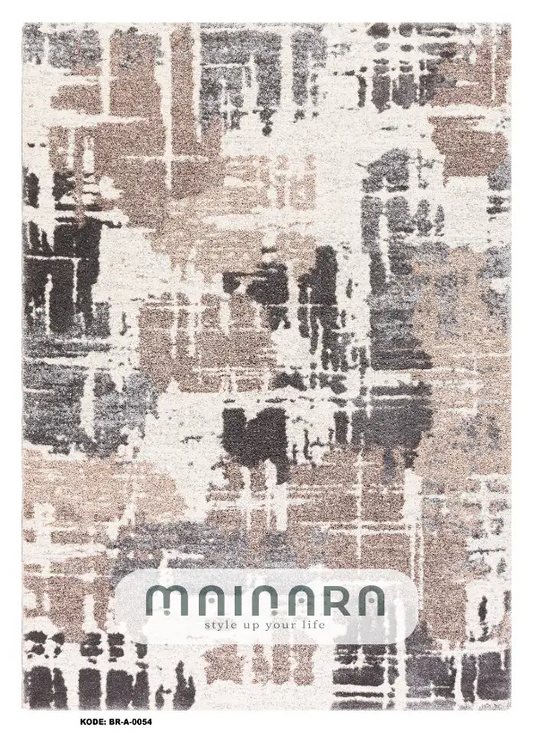Karpet Abstrak (BR-A-0054) - Brown, Cream