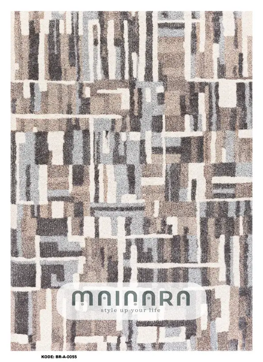Karpet Abstrak (BR-A-0055) - Brown, Cream