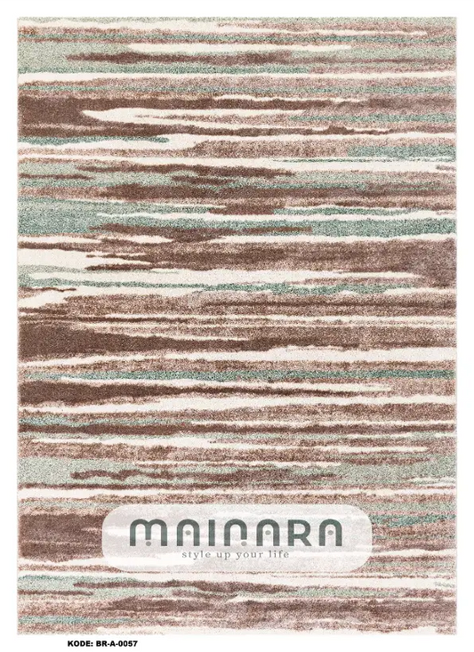 Karpet Abstrak (BR-A-0057) - Brown, Cream, Blue