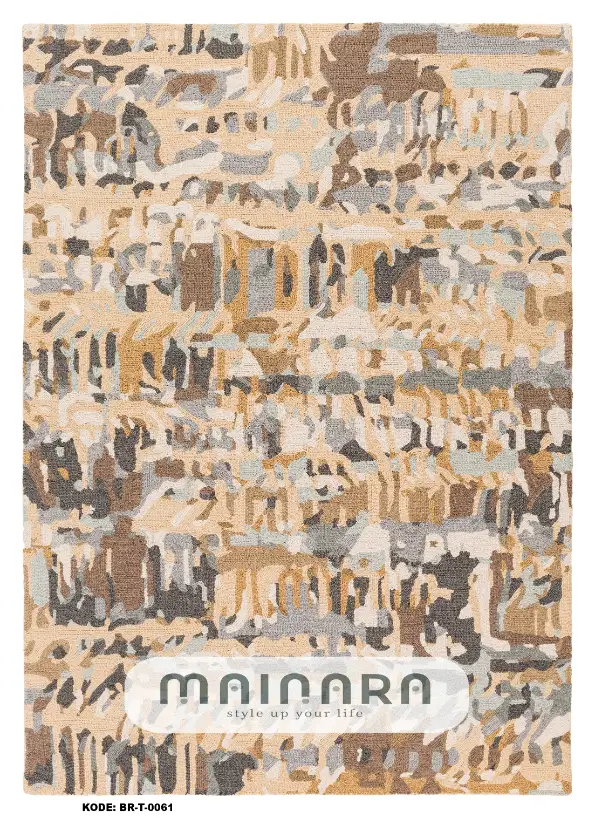 Karpet Abstrak (BR-A-0061) - Brown, Cream, Grey