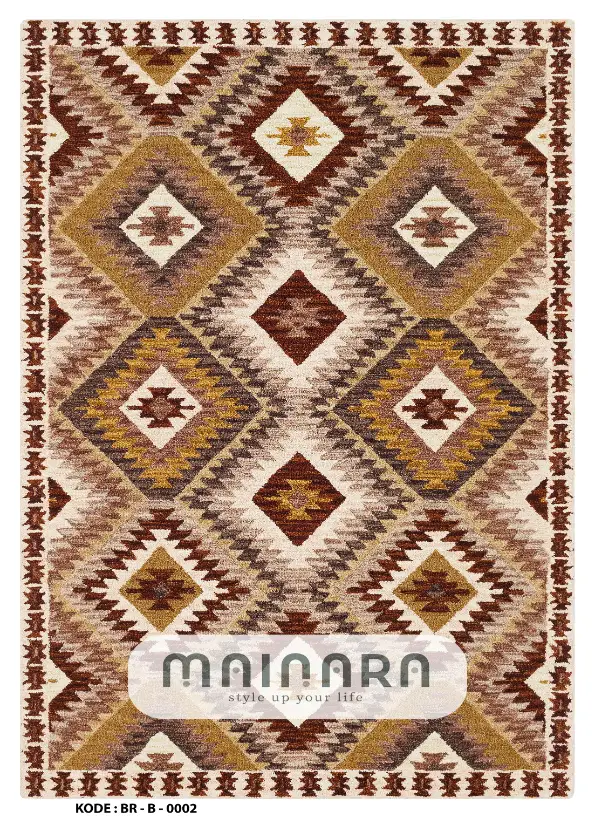Karpet Bohemian (BR-B-0002) - Brown,Cream,Gold