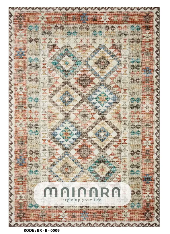 Karpet Bohemian (BR-B-0009) - Brown,Orange,Green