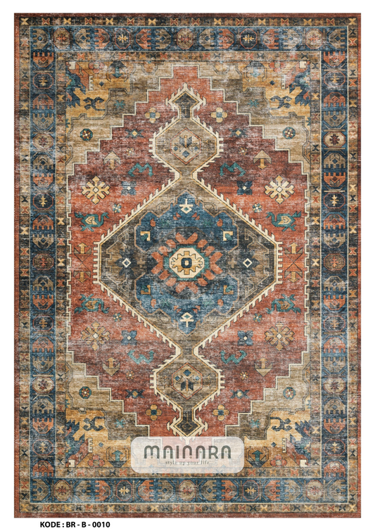 Karpet Bohemian (BR-B-0010) - Brown,Orange,Blue
