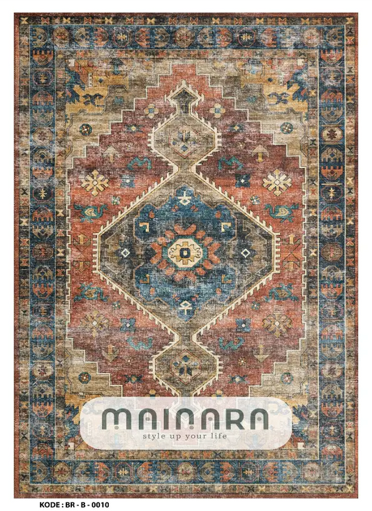 Karpet Bohemian (BR-B-0010) - Brown,Orange,Blue