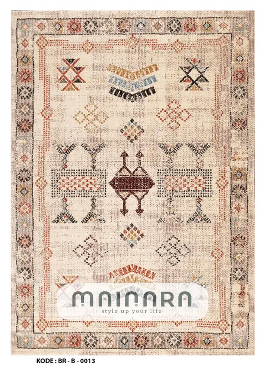 Karpet Bohemian (BR-B-0013) - Brown,Cream,Orange,Blue,Red