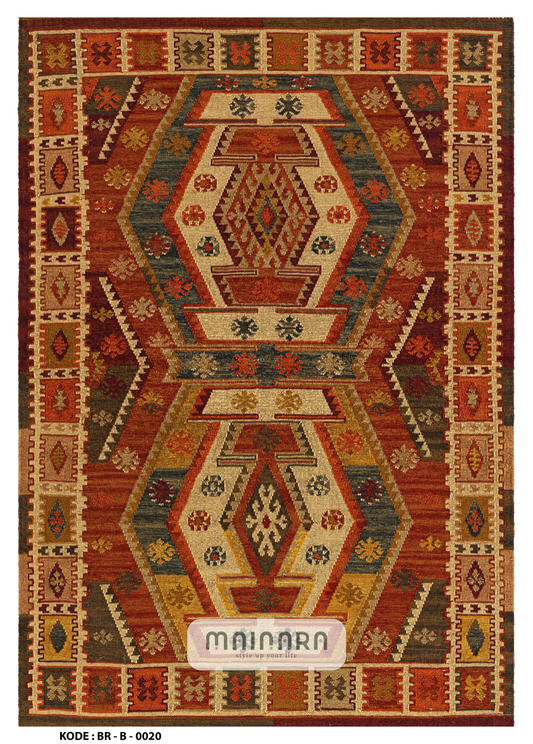 Karpet Bohemian (BR-B-0020) - Brown,Green,Orange,Gold