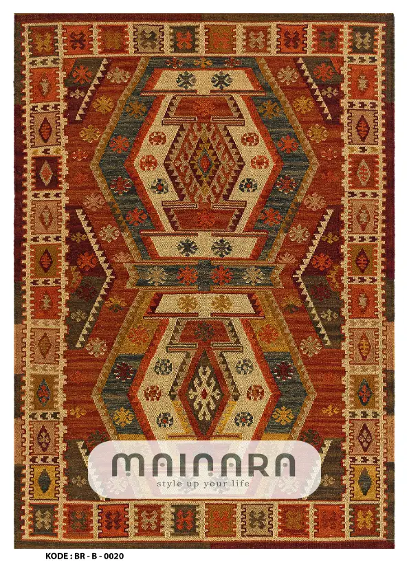 Karpet Bohemian (BR-B-0020) - Brown,Green,Orange,Gold