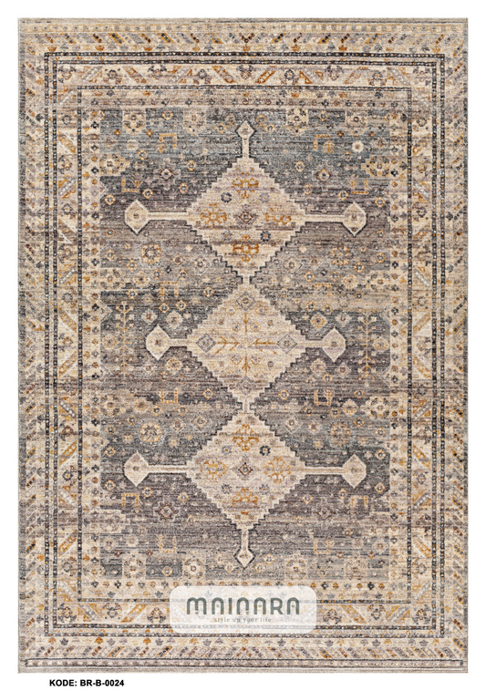 Karpet Bohemian (BR-B-0024) - Brown,Grey,Orange