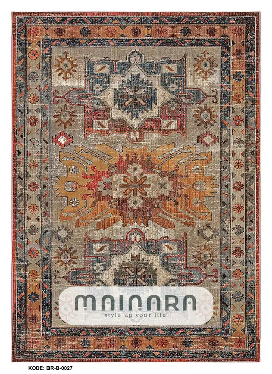 Karpet Bohemian (BR-B-0027) - Brown,Orange,Red,Grey,Green