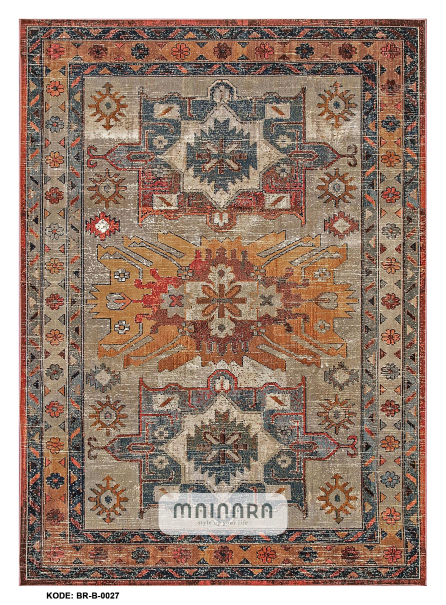 Karpet Bohemian (BR-B-0027) - Brown,Orange,Red,Grey,Green