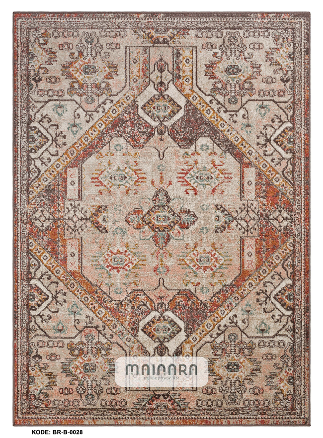Karpet Tradisional (BR-B-0028) - Brown,Orange,Yellow,Pink