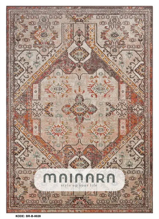 Karpet Tradisional (BR-B-0028) - Brown,Orange,Yellow,Pink