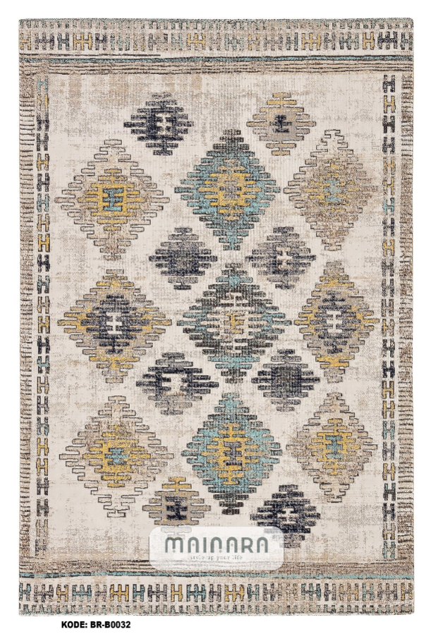 Karpet Bohemian (BR-B-0032) - Brown,Yellow,Blue,Grey