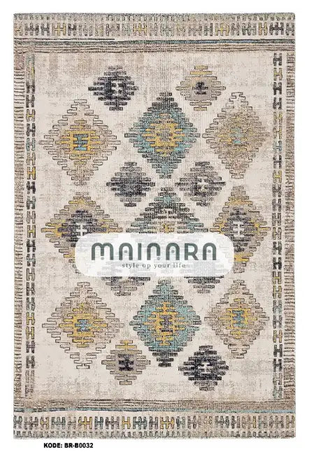 Karpet Bohemian (BR-B-0032) - Brown,Yellow,Blue,Grey