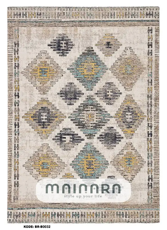 Karpet Bohemian (BR-B-0032) - Brown,Yellow,Blue,Grey