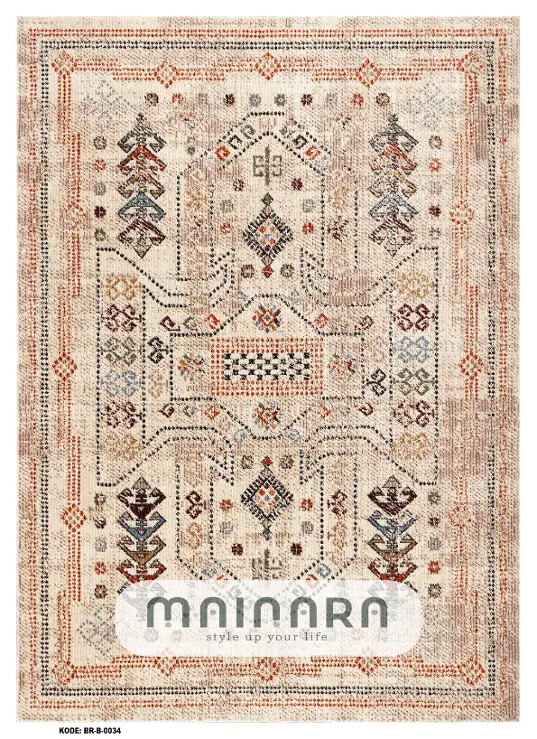 Karpet Bohemian (BR-B-0034) - Brown,Cream,Red,Blue