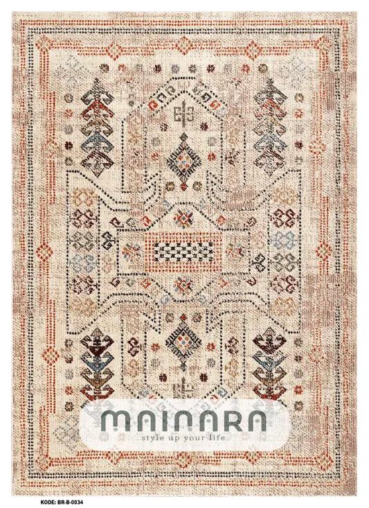 Karpet Bohemian (BR-B-0034) - Brown,Cream,Red,Blue