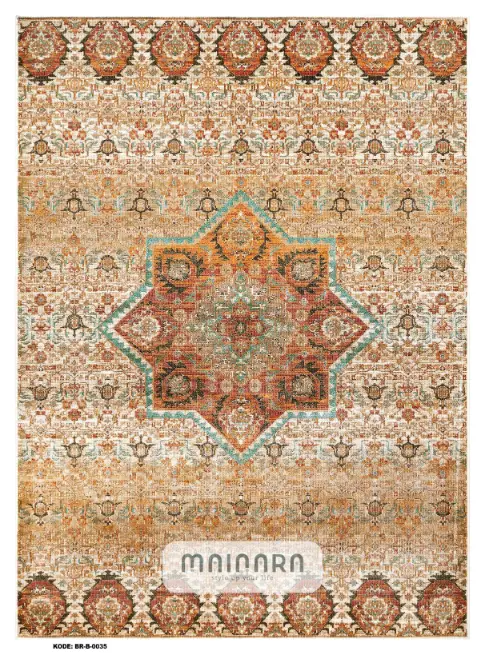 Karpet Bohemian (BR-B-0035) - Brown,Orange,Cream,Green