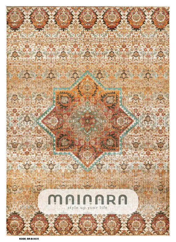 Karpet Bohemian (BR-B-0035) - Brown,Orange,Cream,Green