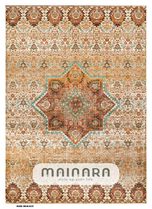 Karpet Bohemian (BR-B-0035) - Brown,Orange,Cream,Green