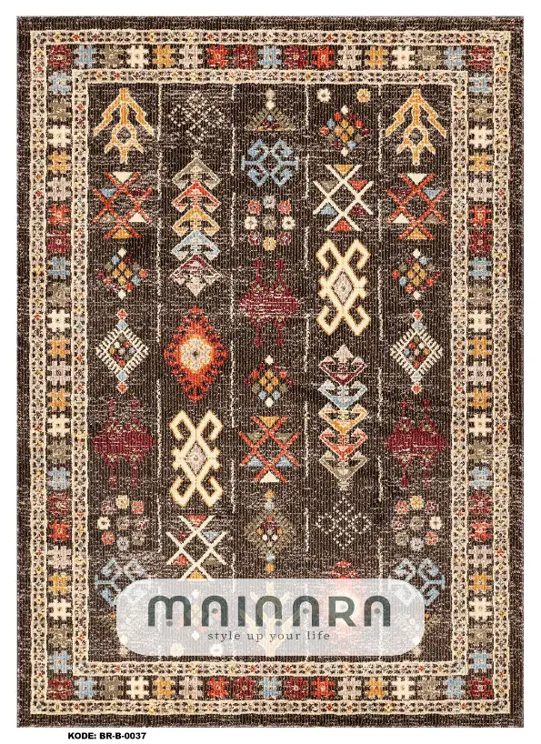 Karpet Bohemian (BR-B-0037) - Brown,Cream,Red,Grey