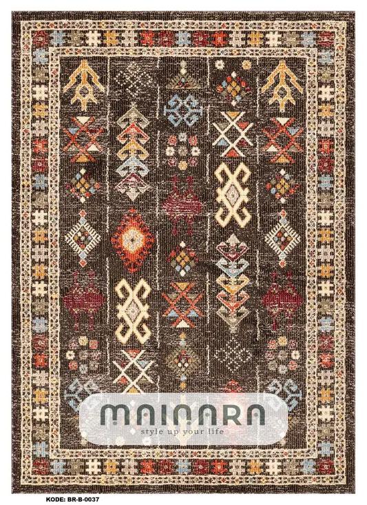 Karpet Bohemian (BR-B-0037) - Brown,Cream,Red,Grey
