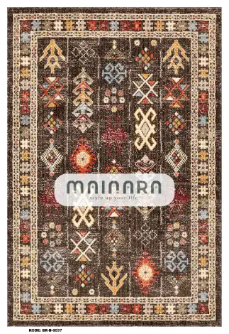 Karpet Bohemian (BR-B-0037) - Brown,Cream,Red,Grey