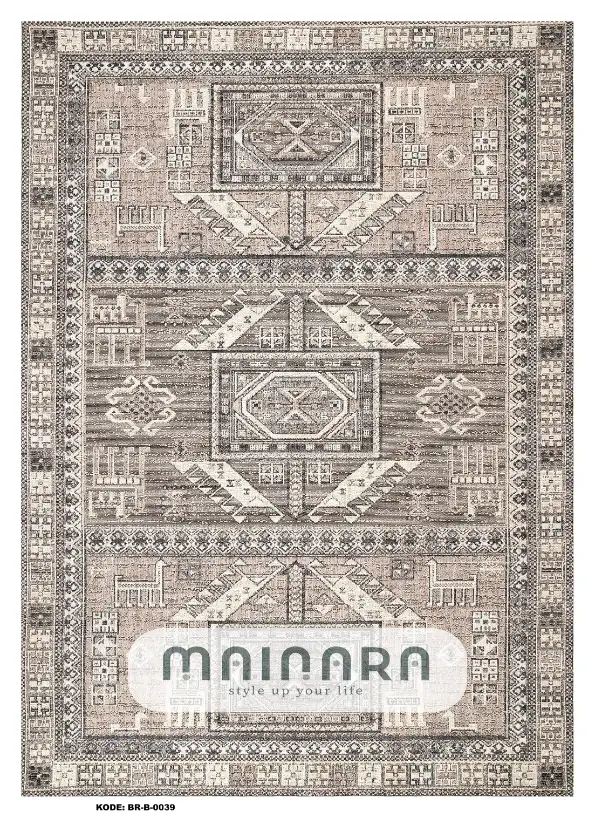 Karpet Bohemian (BR-B-0039) - Cream, Brown, Grey
