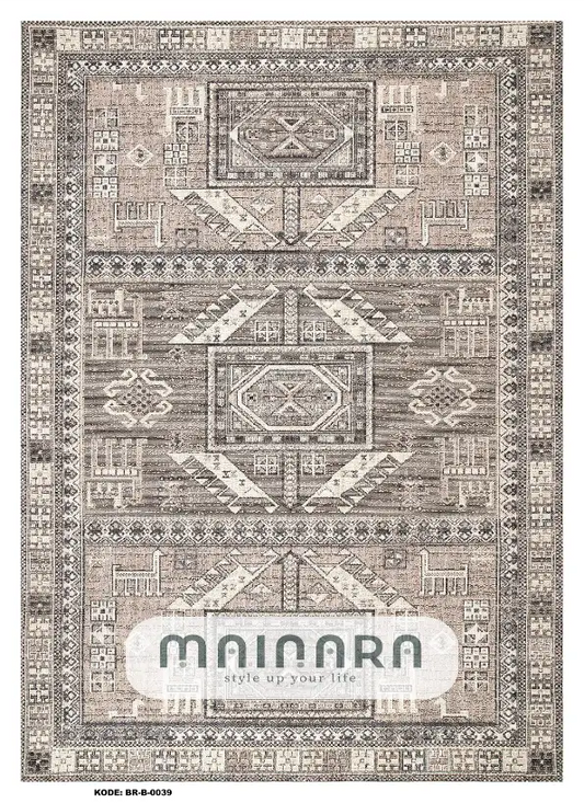 Karpet Bohemian (BR-B-0039) - Cream, Brown, Grey