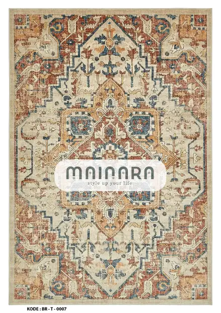 Karpet Tradisional (BR-T-0007) - Brown,Cream,Orange,Blue