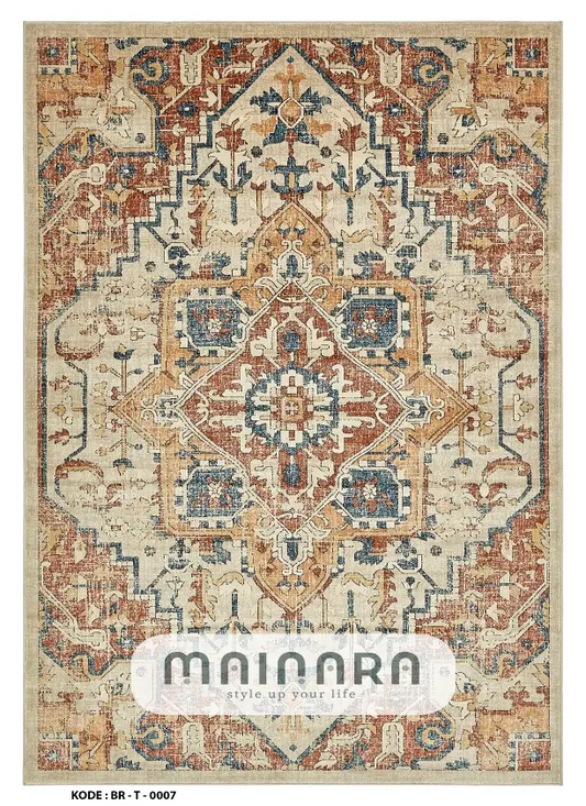 Karpet Tradisional (BR-T-0007) - Brown,Cream,Orange,Blue
