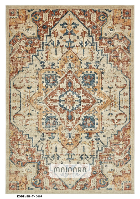 Karpet Tradisional (BR-T-0007) - Brown,Cream,Orange,Blue