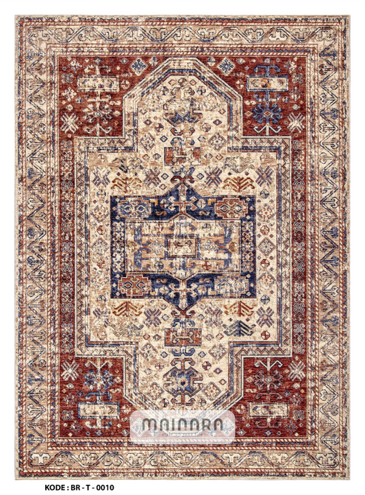 Karpet Tradisional (BR-T-0010) - Brown,Cream,Blue