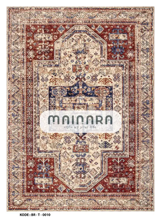 Karpet Tradisional (BR-T-0010) - Brown,Cream,Blue