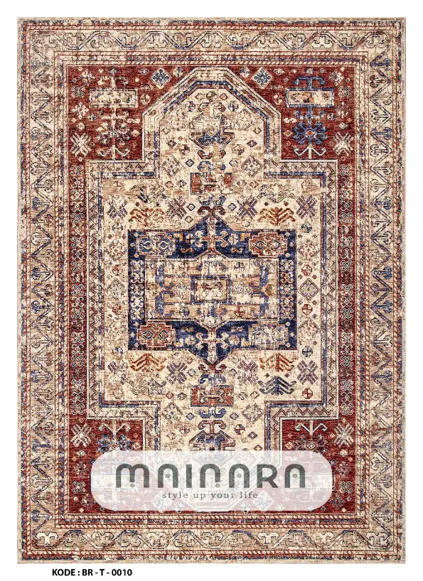 Karpet Tradisional (BR-T-0010) - Brown,Cream,Blue