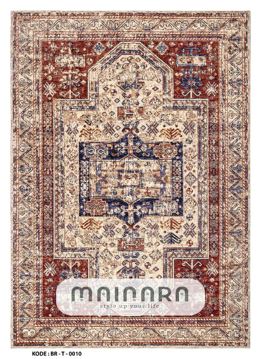 Karpet Tradisional (BR-T-0010) - Brown,Cream,Blue