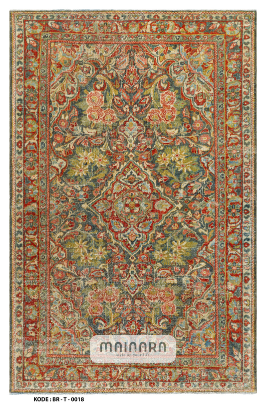Karpet Tradisional (BR-T-0018) - Brown,Green,Red