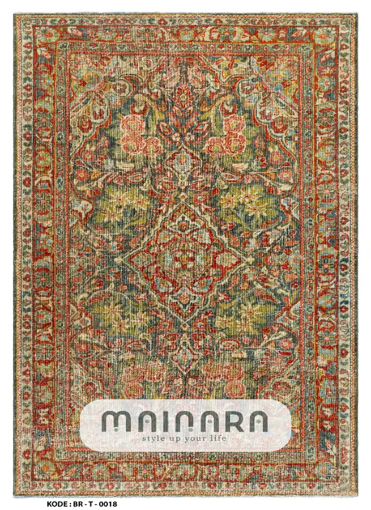 Karpet Tradisional (BR-T-0018) - Brown,Green,Red