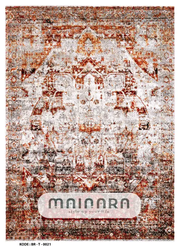 Karpet Tradisional (BR-T-0021) - Brown,Red,Orange,Grey